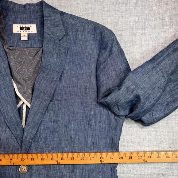 Joseph Abboud Linen Sport Coat Blazer Jacket Men Medium Blue Lightweight Coastal - Picture 8 of 14